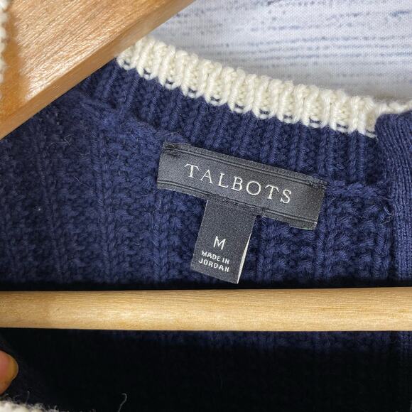 Talbots Womens Textured Popcorn 100% Cotton Tight Knit Sweater Blue size Medium - Picture 5 of 8